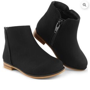 Cat & Jack Black Girls Side-Zip Ankle Boots